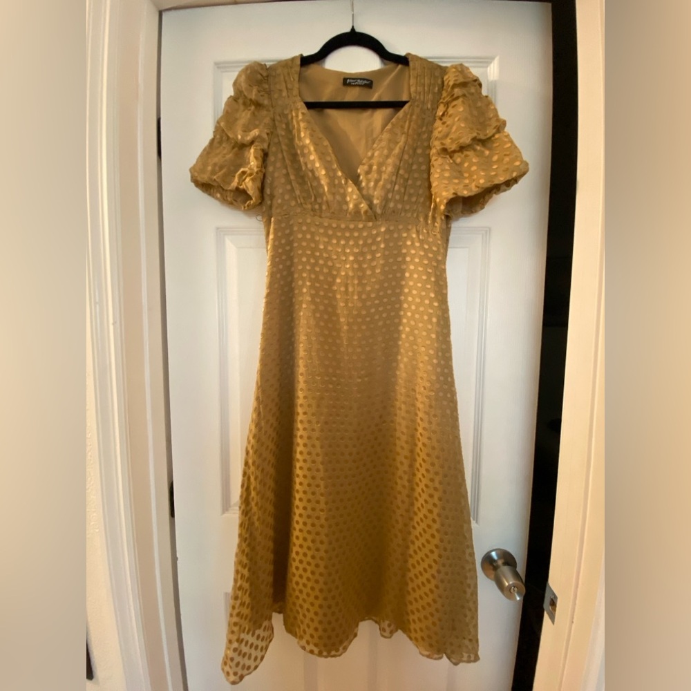 Betsey Johnson Gold Long Sleeve Dress